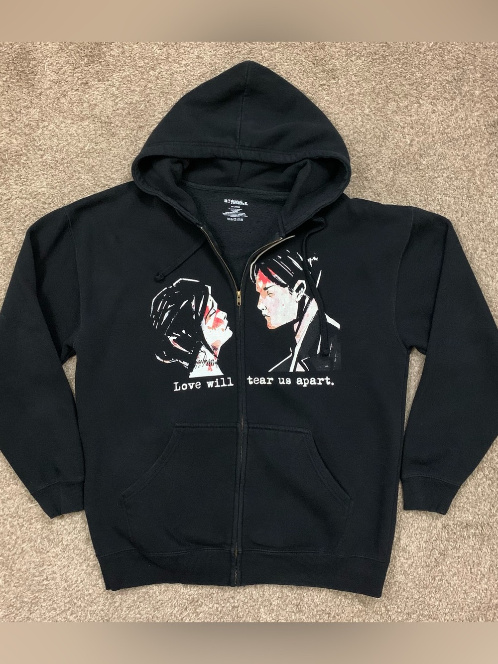 Hot Topic My chemical Romance Hoodie Size 2XL Black Sweatshirt Full Zip Jacket